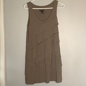 NY&Co Taupe Ruffle Sleeveless Mini Dress